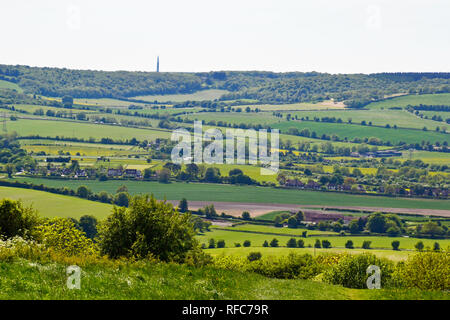 View of Bledlow from the top of Brush Hill, Whiteleaf, Buckinghamshire, UK. Stock Photo