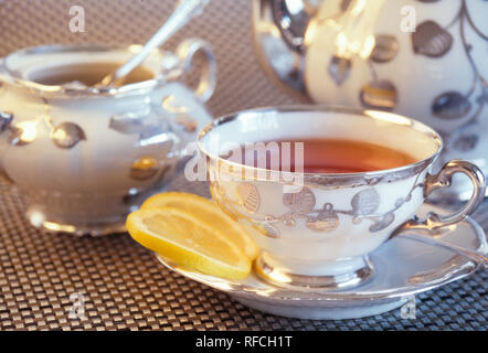 Tea Service in Fine Inlay China, USA Stock Photo
