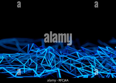 Close-up Of Abstract Blue Polygonal Surface On Blue Background Stock Photo