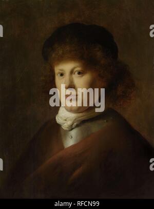 Portrait of Rembrandt van Rijn. Portrait of Rembrandt Harmensz van Rijn. Portrait of Rembrandt. Dating: c. 1628. Measurements: h 57 cm × w 44.7 cm; h 75 cm × w 62.8 cm × d 7.6 cm. Museum: Rijksmuseum, Amsterdam. Author: Lievens, Jan. Stock Photo