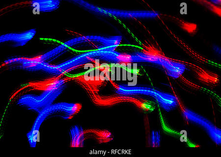 string of Valentine heart lights on black background Stock Photo