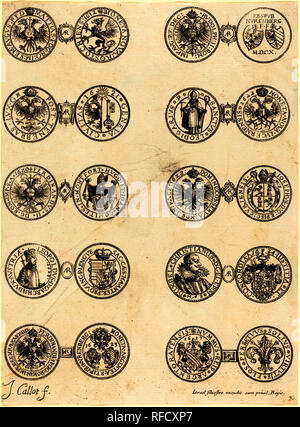 Coins [plate 3]. Medium: etching. Museum: National Gallery of Art, Washington DC. Author: JACQUES CALLOT. Stock Photo