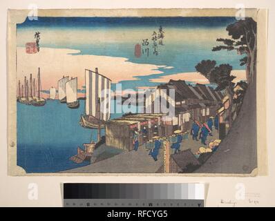 Daybreak at Shinagawa. Artist: Utagawa Hiroshige (Japanese, Tokyo (Edo) 1797-1858 Tokyo (Edo)). Culture: Japan. Dimensions: 9 15/32 x 14 3/5 in. (24.1 x 37.1 cm). Date: ca. 1834. Museum: Metropolitan Museum of Art, New York, USA. Stock Photo