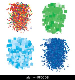 Set with four piles consisting of squares. Vector illustration. Stock Vector