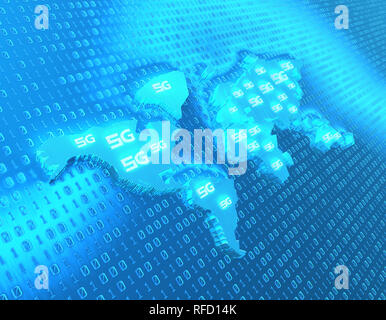 5G network technology, network technology innovation,world map Stock Photo