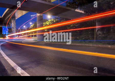 cars driving on overpass highway,chongqing,china. Stock Photo