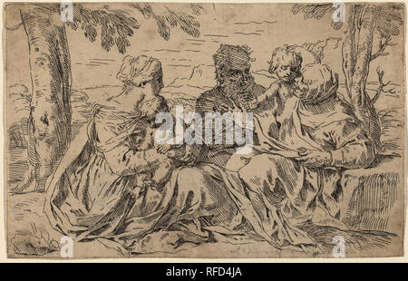 The Holy Family. Medium: etching. Museum: National Gallery of Art, Washington DC. Author: SIMONE CANTARINI. Stock Photo