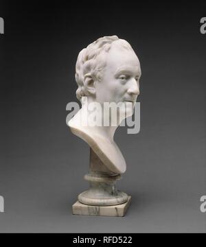 Denis Diderot (1713-1784). Artist: Jean Antoine Houdon (French, Versailles 1741-1828 Paris). Culture: French, Paris. Dimensions: Height (bust): 15 3/4 in. (40 cm); Height (stand): 4 11/16 in. (11.9 cm). Date: 1773.  A philosopher and man of letters, and one of the internationally famous exponents of the French Enlightenment, Denis Diderot is best known for the multivolume encyclopedia that he compiled and coedited with Jean Le Rond d'Alembert (1717-1783) between 1751 and 1772. In the entry for painted portraits, Diderot's Encyclopédie states that the principal merit of the genre is to render t Stock Photo