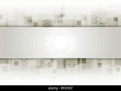 Abstract grey tech vector background with squares and arrows Stock Vector