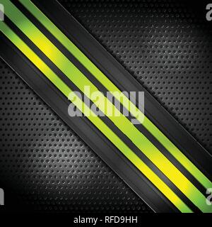 Green bright stripes on perforated background. Vector corporate design Stock Vector