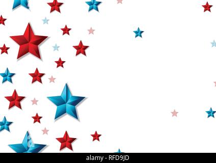 Red and blue shiny stars abstract vector background Stock Vector