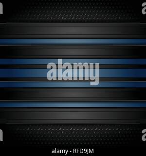 Dark blue stripes on perforated background. Vector corporate design Stock Vector