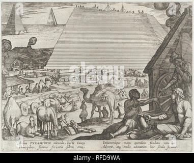 Plate 7: The Pyramids in Egypt, from 'The Seven Wonders of The World'. Artist: Antonio Tempesta (Italian, Florence 1555-1630 Rome). Dimensions: Sheet (Trimmed): 8 7/8 × 11 1/4 in. (22.5 × 28.5 cm). Date: 1608. Museum: Metropolitan Museum of Art, New York, USA.