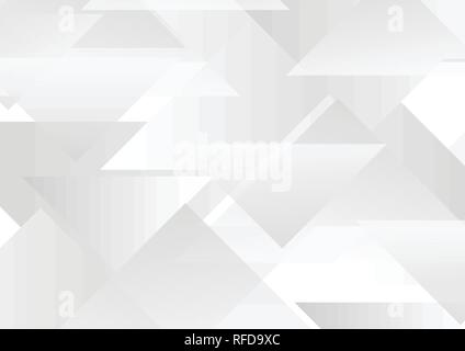 Abstract hi-tech geometric triangles background. Technology style grey and white vector design Stock Vector
