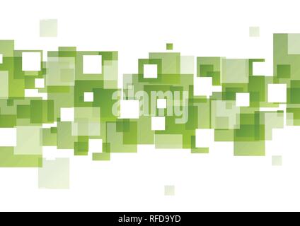Tech geometric vector background with green squares Stock Vector