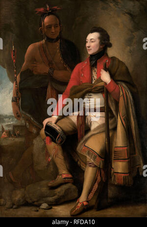 Colonel Guy Johnson and Karonghyontye (Captain David Hill). Dated: 1776. Dimensions: overall: 202 x 138 cm (79 1/2 x 54 5/16 in.)  framed: 222.6 x 160 x 9.5 cm (87 5/8 x 63 x 3 3/4 in.). Medium: oil on canvas. Museum: National Gallery of Art, Washington DC. Author: Benjamin West. WEST, BENJAMIN. Stock Photo