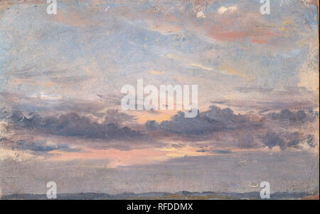 A Cloud Study, Sunset. Date/Period: Ca. 1821. Painting. Oil on paper on millboard. Height: 152 mm (5.98 in); Width: 241 mm (9.48 in). Author: John Constable. Stock Photo