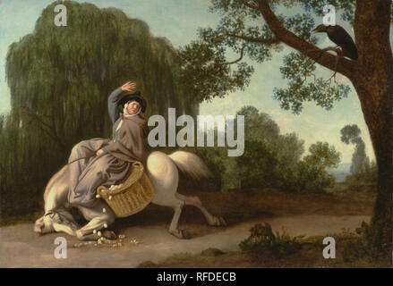 The Farmer's Wife and the Raven. Date/Period: 1786. Painting. Oil on millboard. Height: 673 mm (26.49 in); Width: 978 mm (38.50 in). Author: George Stubbs. Stock Photo