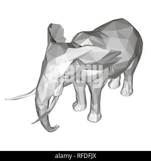 Polygonal elephant. Isometric view. 3D Vector illustration. Stock Vector