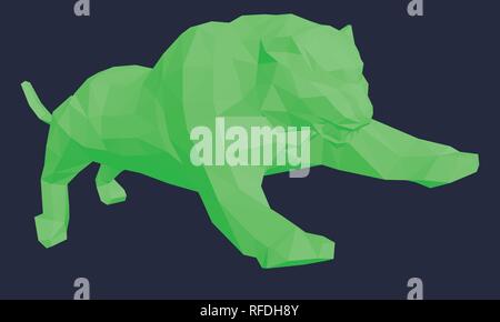Green low polygon tiger in a jump. Vector illustration. Stock Vector