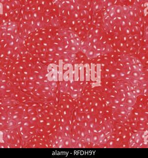 Seamless texture with raspberries. The texture is completely covered with juicy and colorful raspberries. Vector illustration. Stock Vector