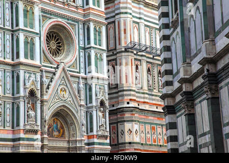 Duomo, Campanile and the Baptistry in Florence. Stock Photo