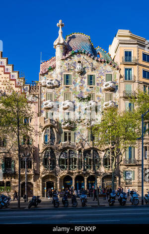 Facade of Casa Batlló, architectural work of  Antoni Gaudí Stock Photo