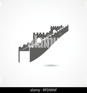 Chinese wall icon on white background Stock Vector