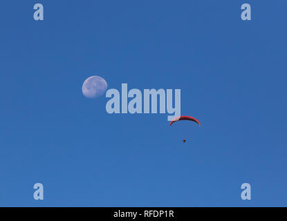 Babadag, Turkey - standing 2000 meters above the sea level, and right beside the Mediterranean Sea, the Mount Babadag is an ideal spot for paragliding Stock Photo