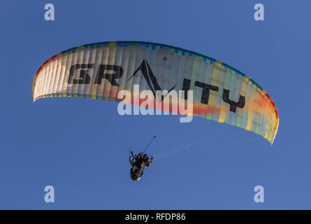 Babadag, Turkey - standing 2000 meters above the sea level, and right beside the Mediterranean Sea, the Mount Babadag is an ideal spot for paragliding Stock Photo