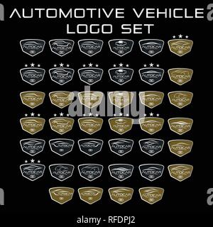 Car automotive logo SET in simple line graphic design template vector - Vector Stock Vector