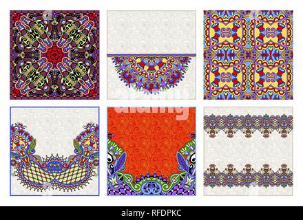 set of traditional kalamkari ornamental floral paisley design Stock Vector