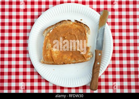 Peanut butter on sourdough toasted bread Stock Photo