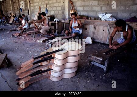 Guitar factory in Maribago, Mactan Island, Cebu, Visayas, Philippines Stock Photo