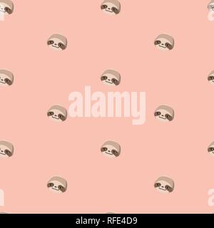 Pattern with cute cartoon sloths. Stock Vector