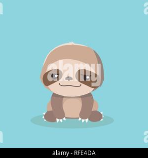 cute sloth on pastel background. Stock Vector