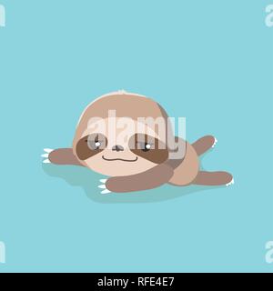 cute sloth on pastel background. Stock Vector