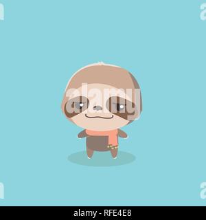 cute sloth on pastel background. Stock Vector