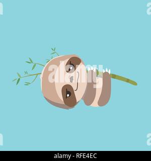 cute sloth on pastel background. Stock Vector
