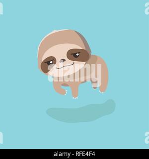 cute sloth on pastel background. Stock Vector
