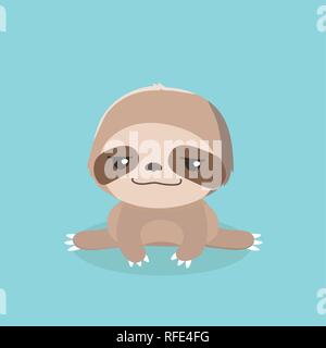 cute sloth on pastel background. Stock Vector