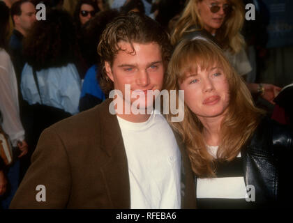HOLLYWOOD, CA - NOVEMBER 7: Actor Chris O'Donnell and actress Rebecca De Mornay attend 'The Three Musketeers' Hollywood Premiere on November 7, 1993 at Pacific's Cinerama Dome in Hollywood, California. Photo by Barry King/Alamy Stock Photo Stock Photo