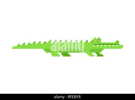 vector pixel art crocodile isolated cartoon Stock Vector Image & Art
