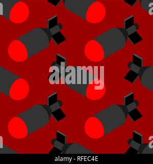 Nuclear Bomb pattern seamless. Torpedo bombshell background war. vector illustration Stock Vector