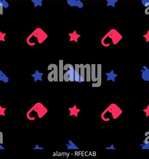Elephant and Donkey pattern seamless. Democrat and Republican background. Political patriotic texture Stock Vector