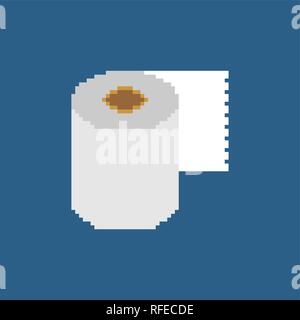 Toilet paper pixel art. Paper Roll 8 bit. graphics old game Stock Vector