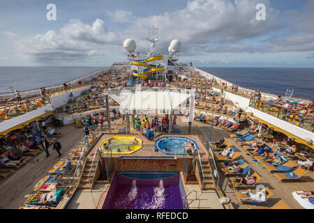 France, Fort-de-France, Life on board of cruise ship Costa Magica. Stock Photo