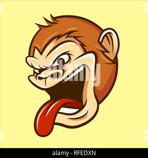 Monkey, Chimp, Ape Head Mascot Illustration Vector in Cartoon Style Stock Vector