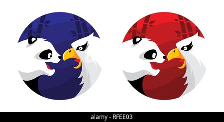 Panda Eagle Logo Illustration Vector in Flat Style Stock Vector