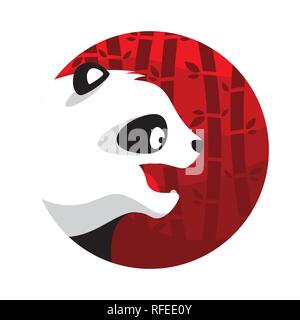 Panda Logo Illustration Vector in Flat Style Stock Vector